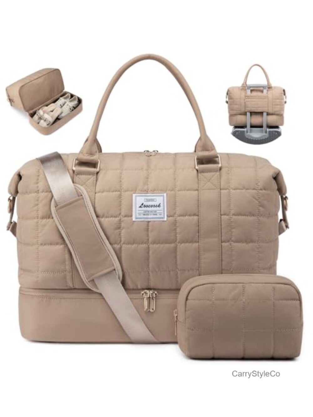 Travel Duffel Bag Carry On Overnight Weekender with Shoe Compartment and